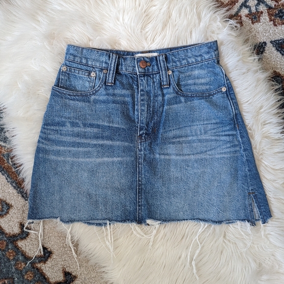 Madewell Dresses & Skirts - Madewell Jean Skirt Raw Hem